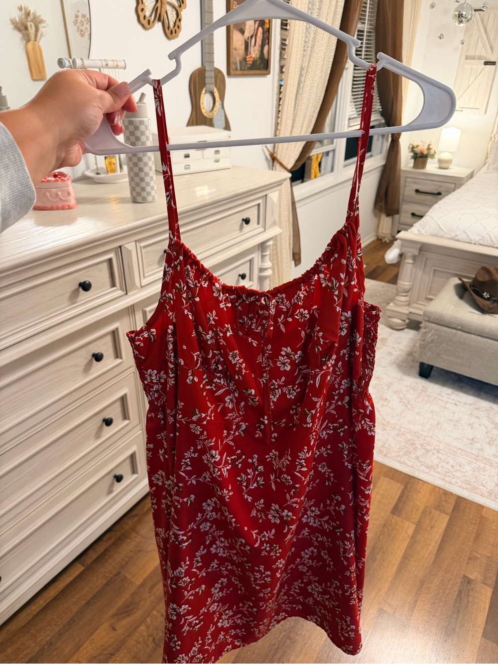 SHEIN Red Floral Mini Slip Dress